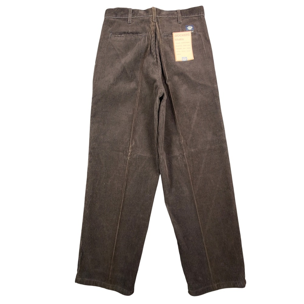 Dockers Vintage 90s Corduroy Pants Mens 30x30 Brown Wide Wale Pleated NWT